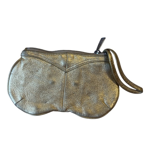 Gap 1969 Vintage Y2K Gold Metallic Leather Butterfly Applique Wristlet Purse - Picture 5 of 7